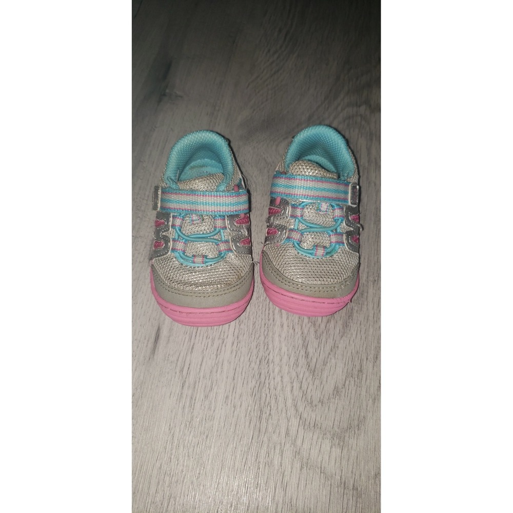 Surprize by Stride Rite Avrill Toddler Girls Shoes Size 4 Grey Pink Turquoise